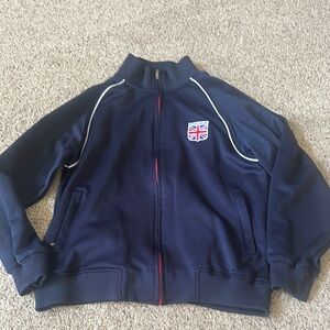 Navy Blue Jacket with Red Accents